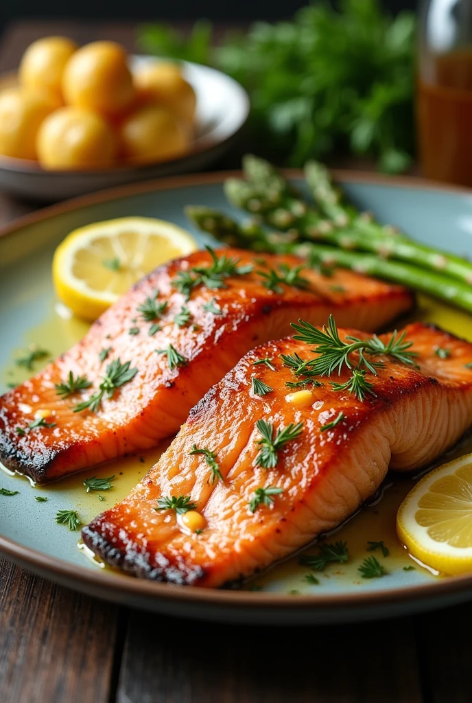 Salmão Grelhado com Manteiga de Endro