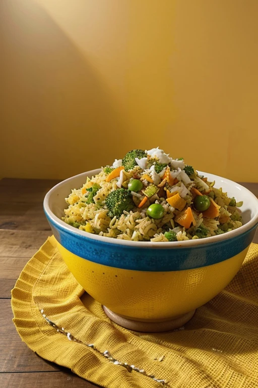 Arroz Dourado com Cúrcuma e Legumes